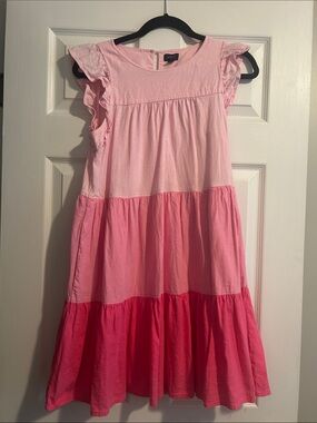 J CREW woman’s size 2 pink Tiered Ruffle Sleeve Dress